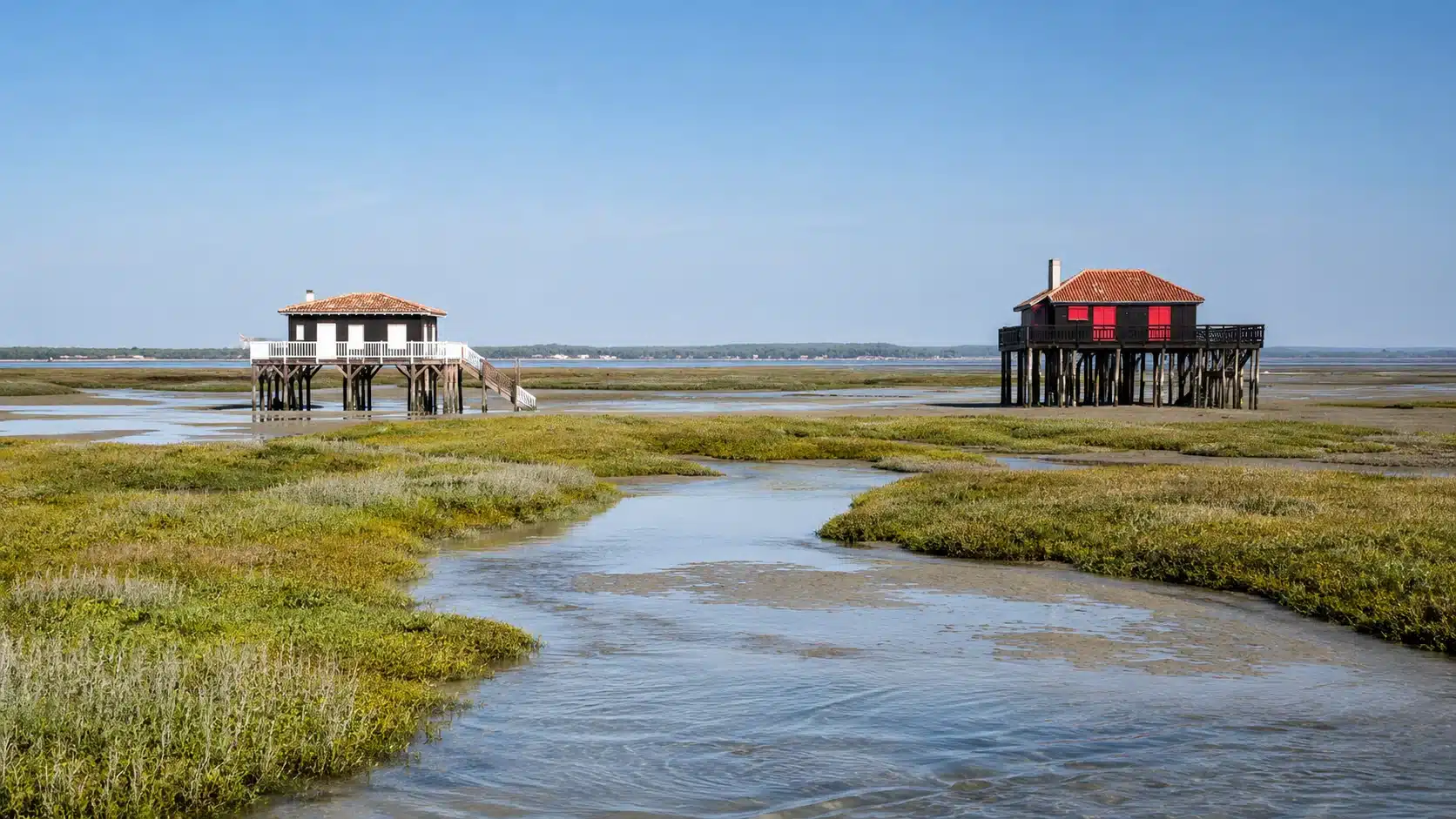 Les cabanes tchanquées de l’île aux Oiseaux, sur les vasières du bassin d’Arcachon